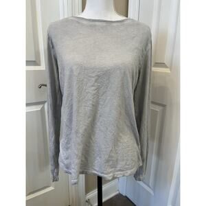 Cloth & Stone M Twisted Open Back Light Washed Gray Long Sleeve Lightweight Top